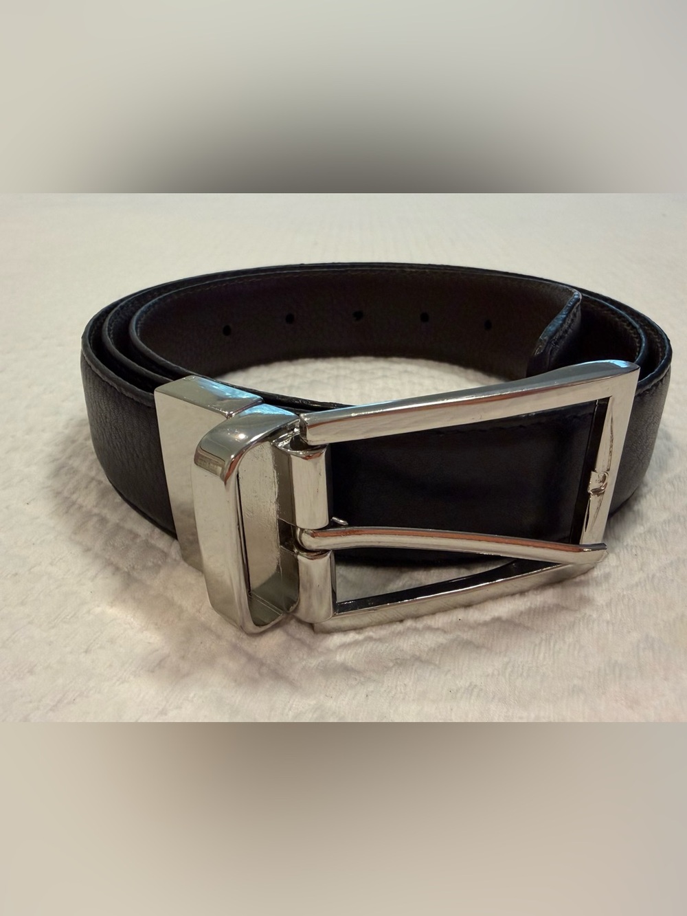 Nordstrom Black/Reversible Leather Belt with Silver Buckle